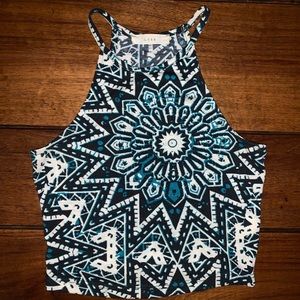 Blue Patterned Crop Top
